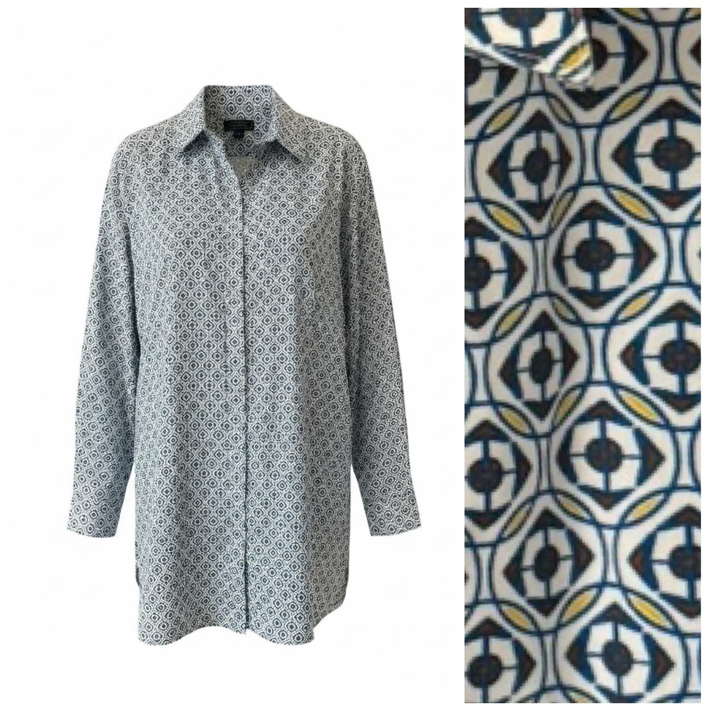 KS Signature Men’s Geometric Patterned Button-Down Shirt Big and Tall 20” 3XT